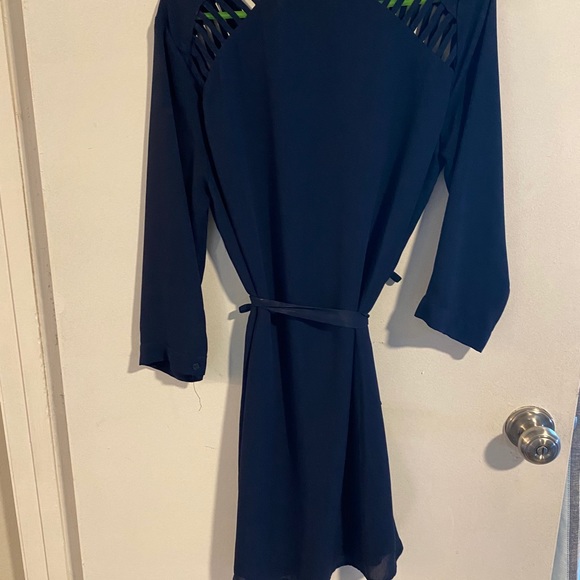 Navy Blue Shirt-Dress with Cutouts - Picture 3 of 3